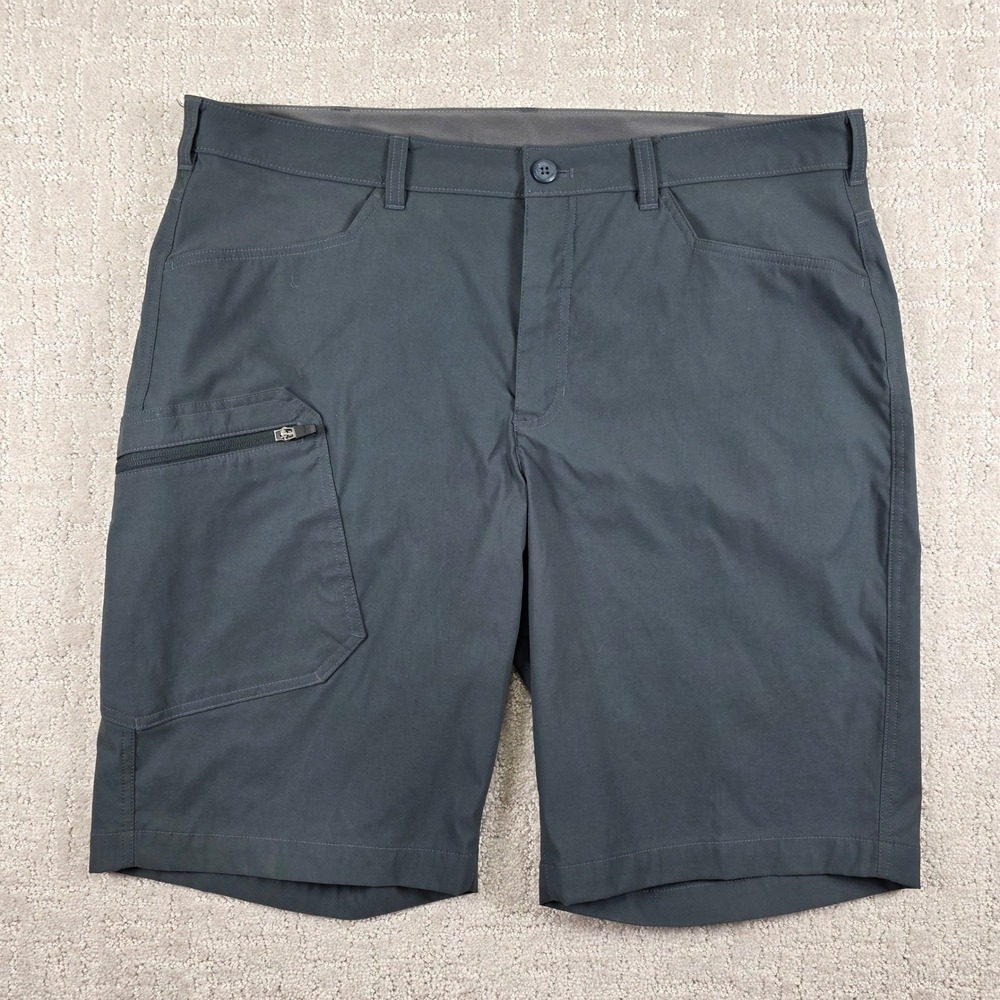 Eddie Bauer Mens Guide Pro Nylon Shorts Gray Blue Outdoor‎ Hiking Cargo Size 38